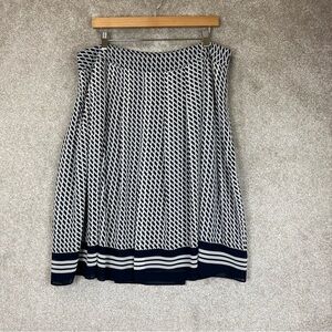 Talbots Skirt Womens 16W Blue White Flare Lined Knee Length Lightweight- 3442*